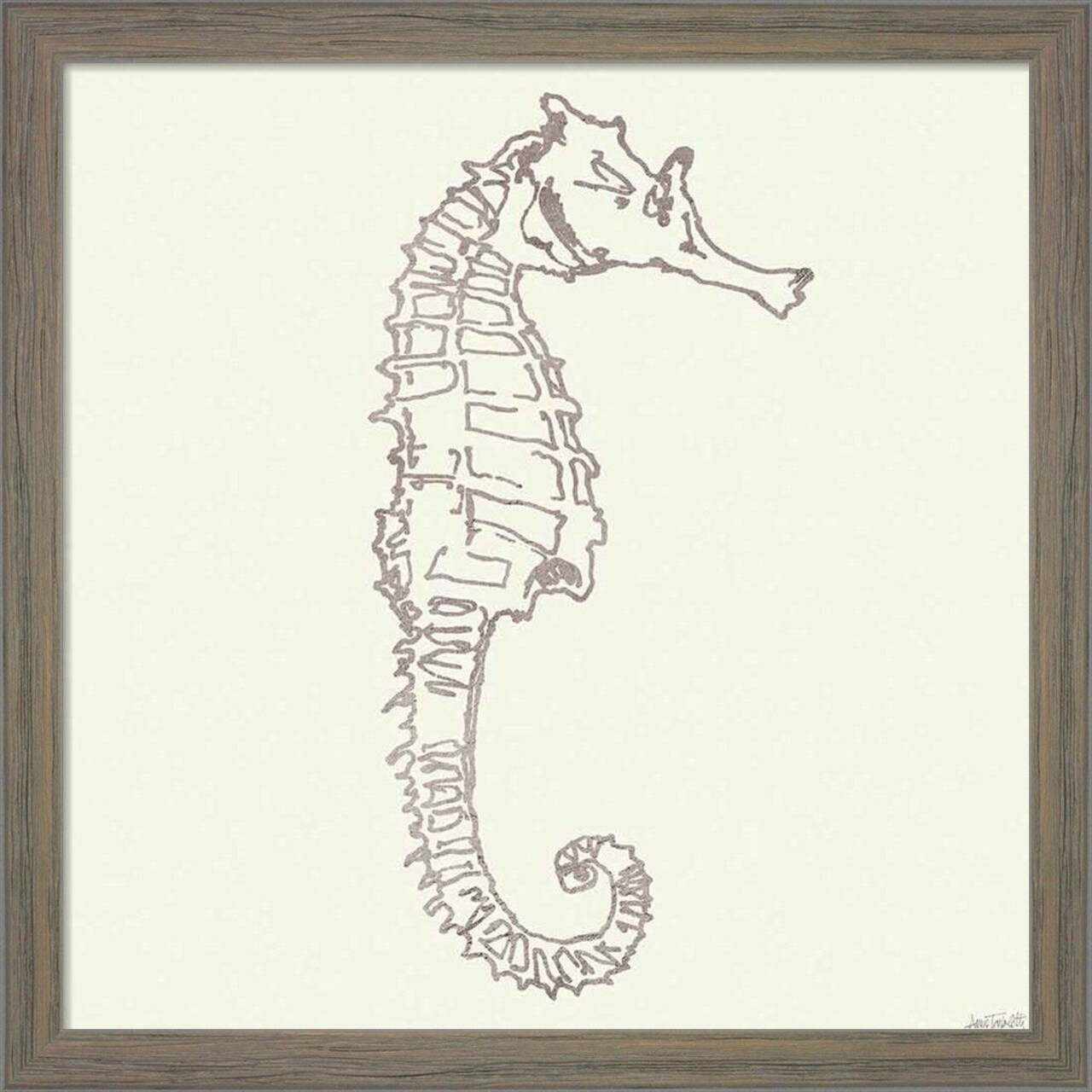 Coastal Breeze Shell Sketches II Silver by Anne Tavoletti, Framed Art